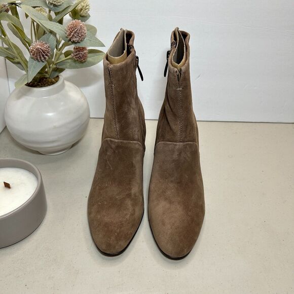 Franco Sarto L-Pia Block Heel Dressy Suede Ankle Boot Taupe Women's 6 M NWOB - Picture 3 of 12